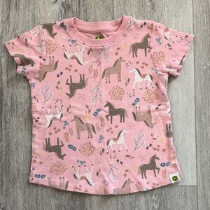 John Deere Pink Horse Pattern Kids T-Shirt 100% cotton Size 6
